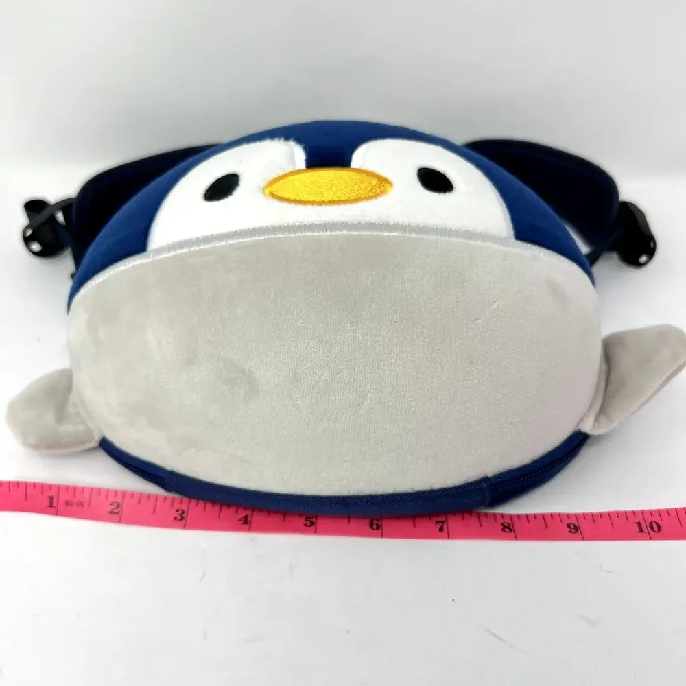 Child Plush Penguin Backpack Blue Gray Kids Zipper School Travel Bag